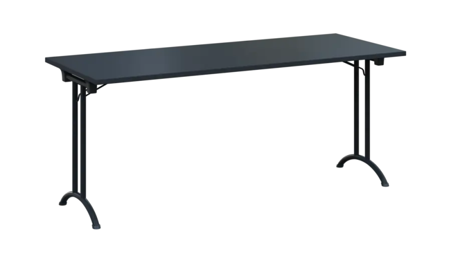 SLA 180 lak skládací jednací stůl 1800x700, deska 25 mm, podnož černý lak, deska antracit